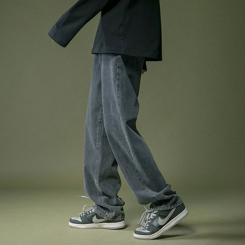 lappster men black baggy jeans streetwear 2023 harajuku casual straight pants male loose streetwear white graphic denim pants unique jeans style 2551