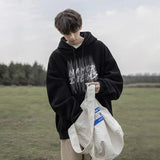 2024 New Graffiti Letter Print Hooded Fleece Sweatshirt For Men Loose