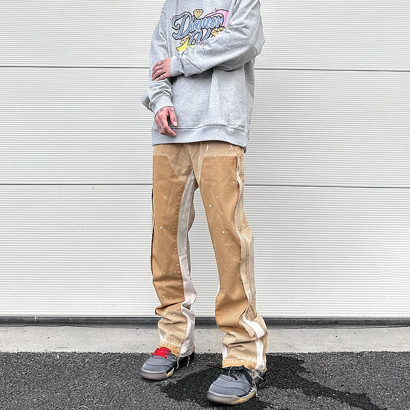 color washed denim mens jeans pants fashion graffiti patchwork loose biker red jeans streetwear hip hop casual straight pants unique jeans style 5176