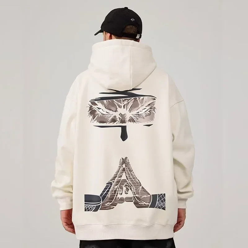 Funny Anime Ninja Mudra Graphic Printed Hoodies For Men Hip Hop Streetwear Pullovers Hooded Sweatshirts Y2K Goth Fashion
