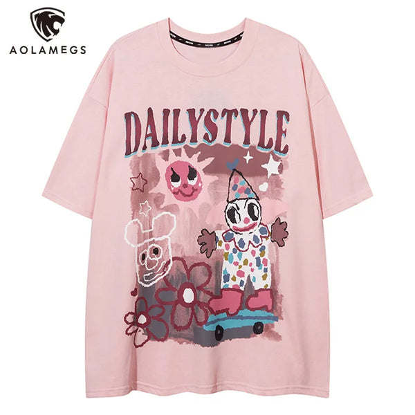 Sadcore Oversized shirt – Men Short Sleeve T Shirts Fun Comic Cartoon Print Tshirt Jap
