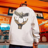 Dove Of Freedom Graphic Printed Men's Crewneck Hoodies Hip Hop Fashion Pullover Sweatshirts Hombre Y2K