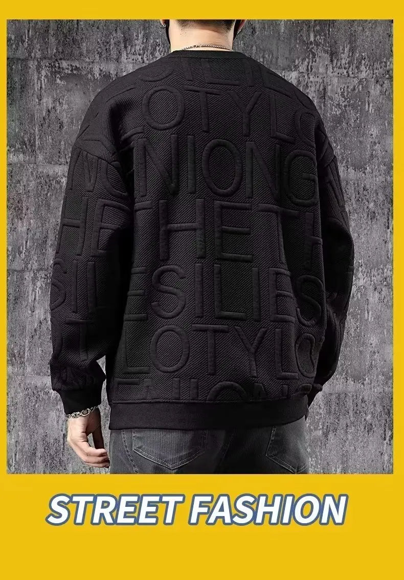 Sadcore Chrome logo – Autumn Mens Sweatshirt American Trendy 3D Letters Top Haraju