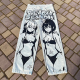 harajuku sunny sexy girl anime print baggy jeans new style wide leg trouser y2k popular streetwear men women high waist pants unique jeans style 5478
