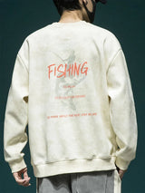 Autumn Funny Fishing Graphic Print Sweatshirts For Men High Street Let