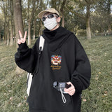 Autumn Lion Dance Graphic Ninja Hoodie Men Fleece Pocket Turtleneck Ov