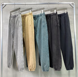 high street dark distressed vintage baggy joggers pants ins versatile drawstring sports pants men washing wax dyeing sweatpants unique joggers style 3188