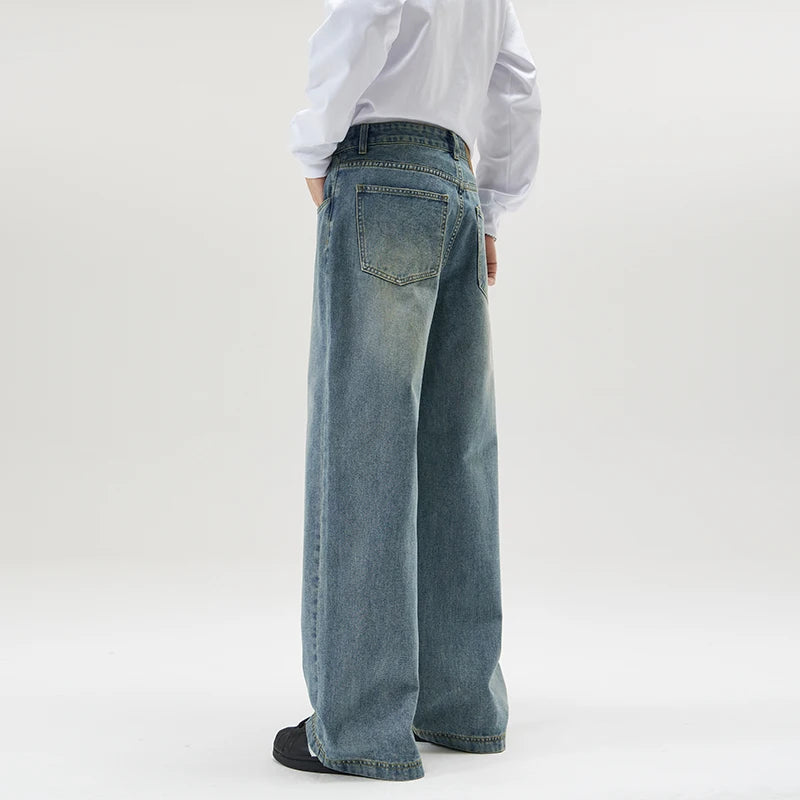 men wide leg straight streetwear fashion loose casual vintage denim baggy jeans pants women y2k jeans trousers denim street jeans