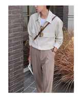Spring And Autumn New Korean Style Shirt Men Suede Loose Trendy And Ve