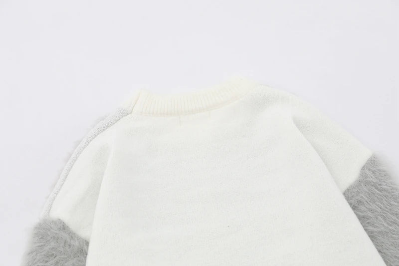 imitation mink fur antarctic velvet knit sweaters winter mens mohair knitwears oversized street wear round neck long sleeve high quality cotton pullover, aesthetic street look hoodie, streetwear fashion hoodie