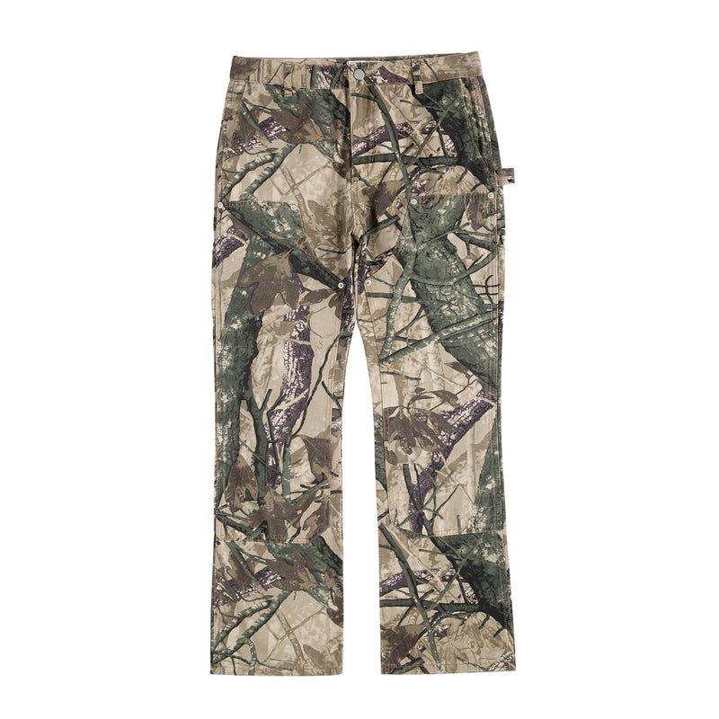 high street leaf camouflage logging pants for men straight patchwork baggy jeans cargos y2k pantalones hombre oversized trousers multi-pocket cargos