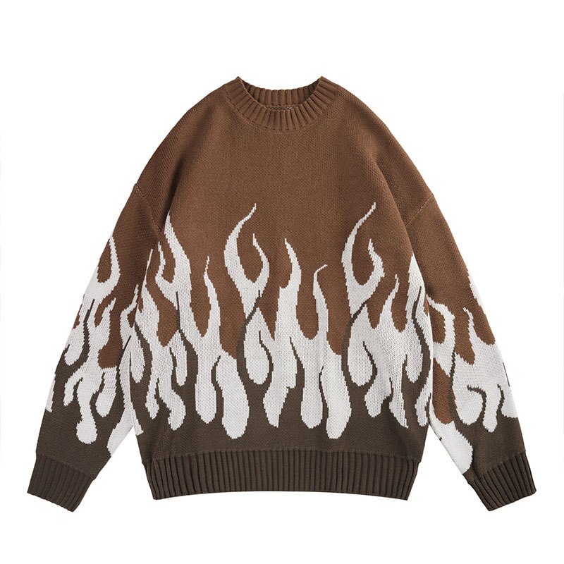 "White Fire" Unisex Men Women Streetwear Graphic Pullover Sweater Daulet Apparel