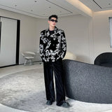 men sequin embroidery velvet loose casual 2 pieces suits blazers jacket pant sets stage party dress suits performance costumes menswear bottoms