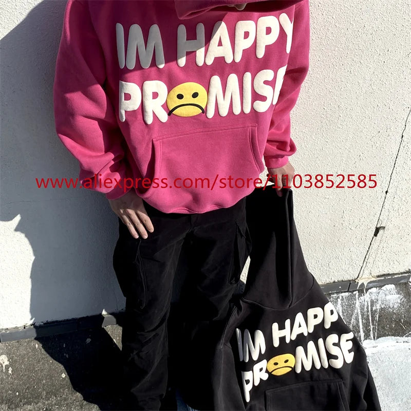 American Heavyweight Vintage Long Sleeved Fleece Hooded Sweatshirt Wit
