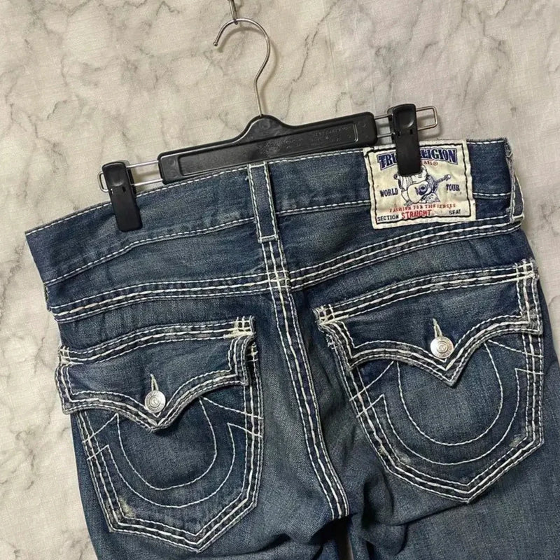 harajuku y2k new true religion high waist super t bootcut flared jeans street denim pants high waist straight leg wide leg jeans denim street jeans