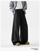 men loose casual korean streetwear fashion vintage straight wide leg suit pants trousers cityboy baggy pants unique default style 1736