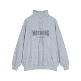 Street Half Zip Hoodie Mens Spring New Vintage Letter Embroidery Loose