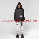 2024 autumn winter vintage casual sports pants mens letter illustration printed loose drawstring leg strap high street hip hop unique default style 1868