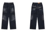 fashion punk rings streetwear loose pants unisex casual multiple pockets wide legs jean pants hip hop joggers men baggy jeans unique joggers style 1498