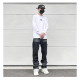 patchwork design denim flare jeans pants men casual zipper straight biker trousers jeans fashion streetwear hip hop jean joggers unique joggers style 2594