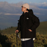 Outdoor Multi Pocket Thicken Man Jacket Winter Retro Warm Camping Cotton-padded Clothes Casual Print Loose Hooded Fashion Coat