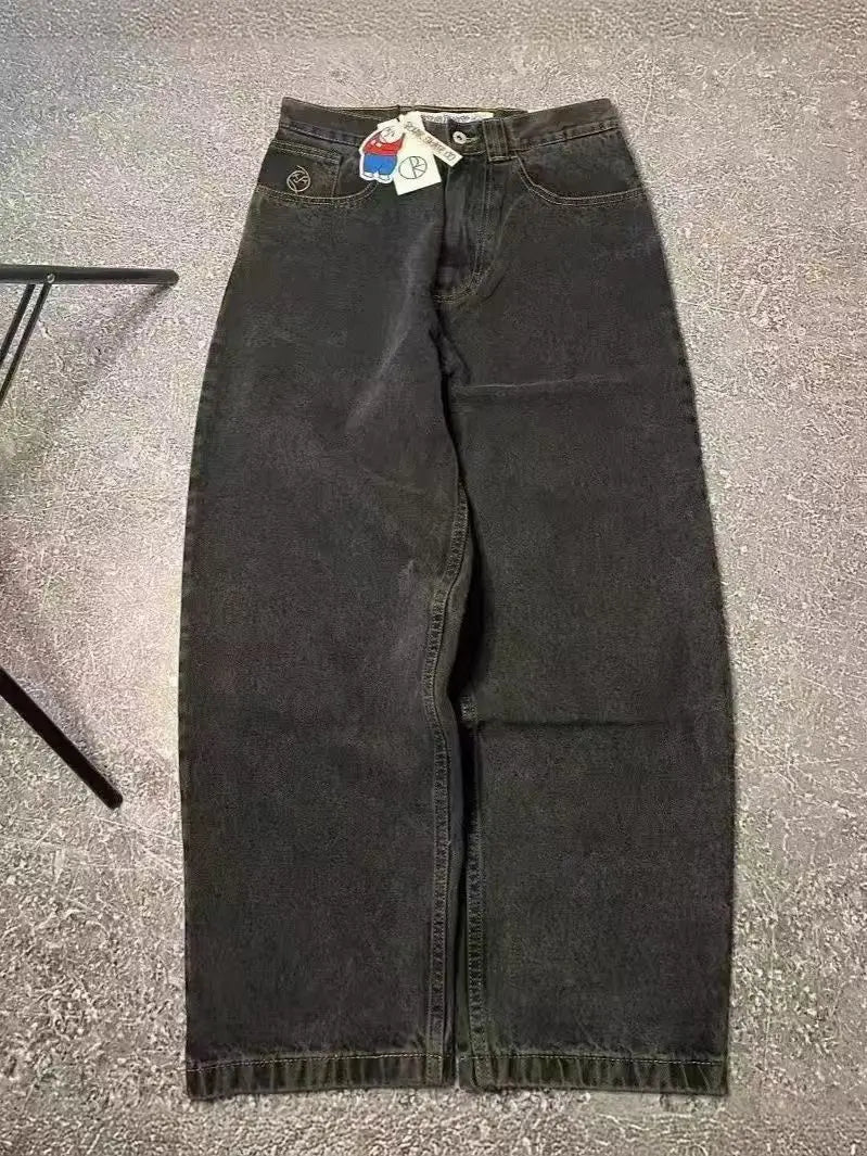 bigboy foreign trade american retro autumn new mens jeans ins black loose straight wide leg cargo pants streetwear men joggers unique joggers style 2370