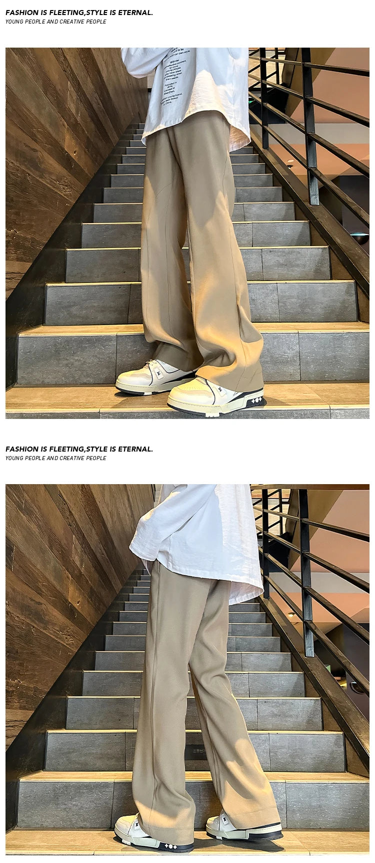 2025 mens four seasons new mid waist micro flared casual pants fashion trend leisure mens flared leg trousers korean pants men unique default style 1306