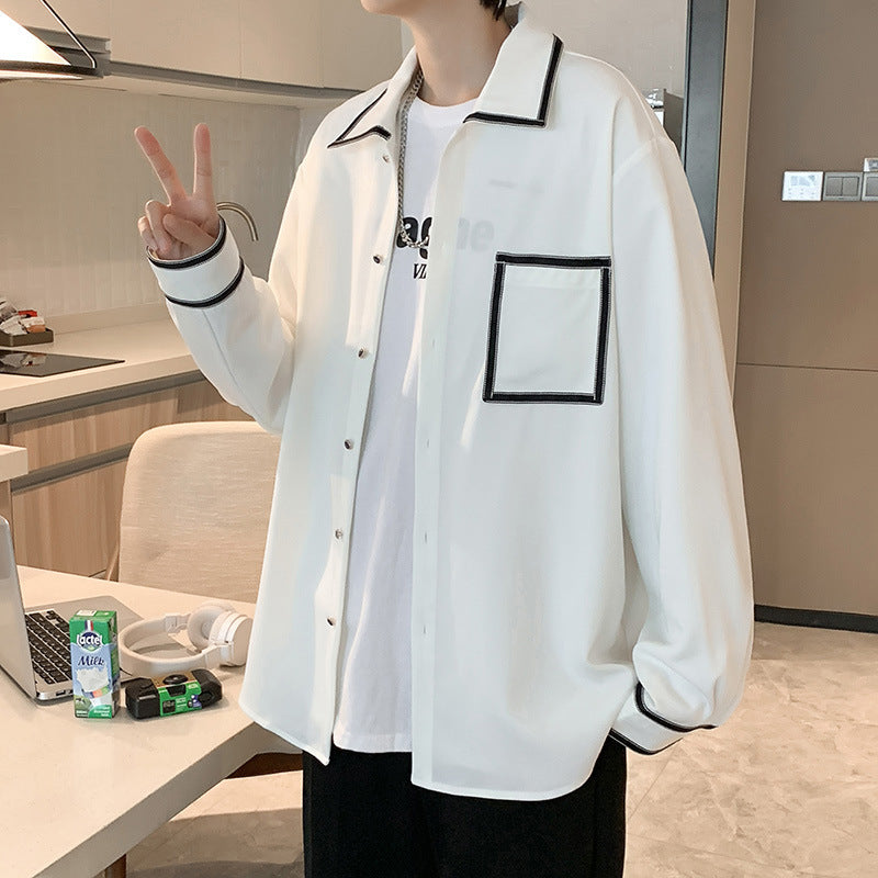 New Fashion Shirt Men's Long-sleeved 2023 Spring And Autumn Casual Loose Shirt Korean Style Comfortable Casual Top Boutique
