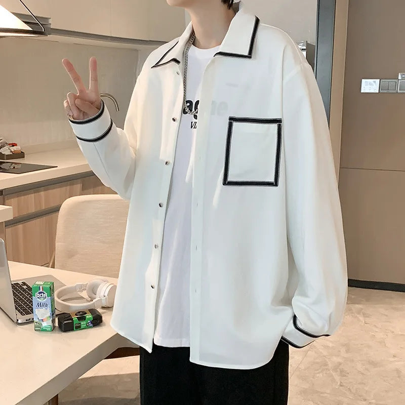 New Fashion Shirt Men's Long-sleeved 2023 Spring And Autumn Casual Loose Shirt Korean Style Comfortable Casual Top Boutique