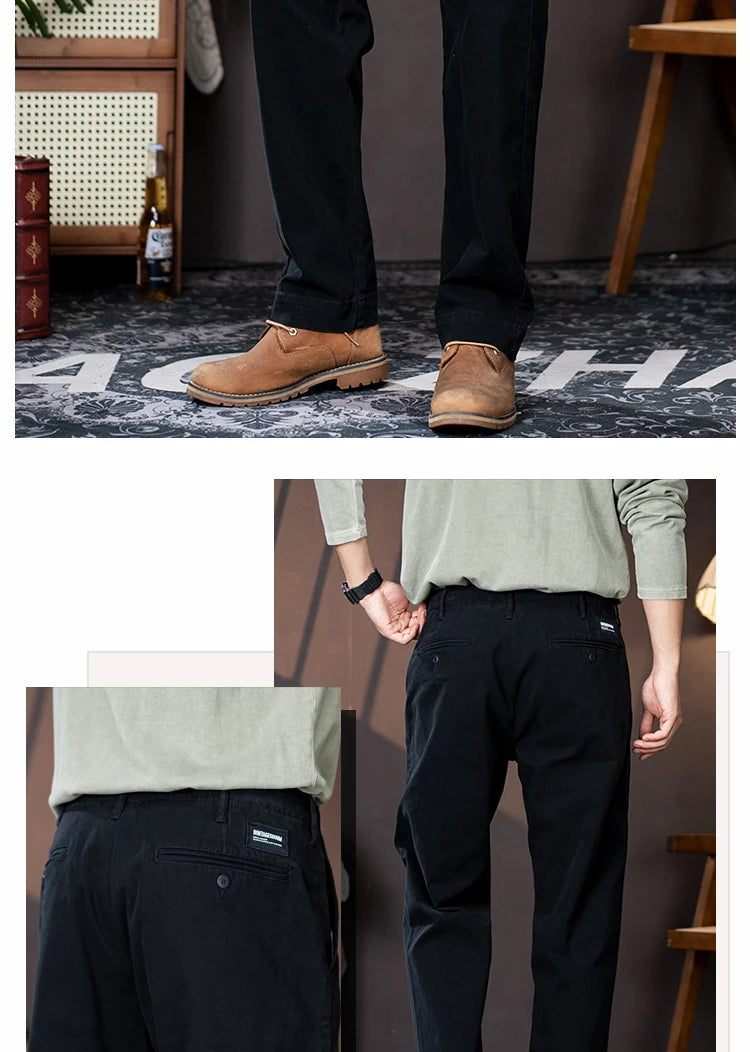 men american retro handsome loose casual business pure cotton pants japanese amikaji fashion straight cargo pant trouser unique cargo style 2512