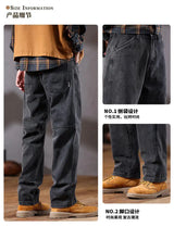 men retro fashion streetwear loose casual plus size straight denim cargo jeans pants man black gray jeans trousers unique cargo style 1980