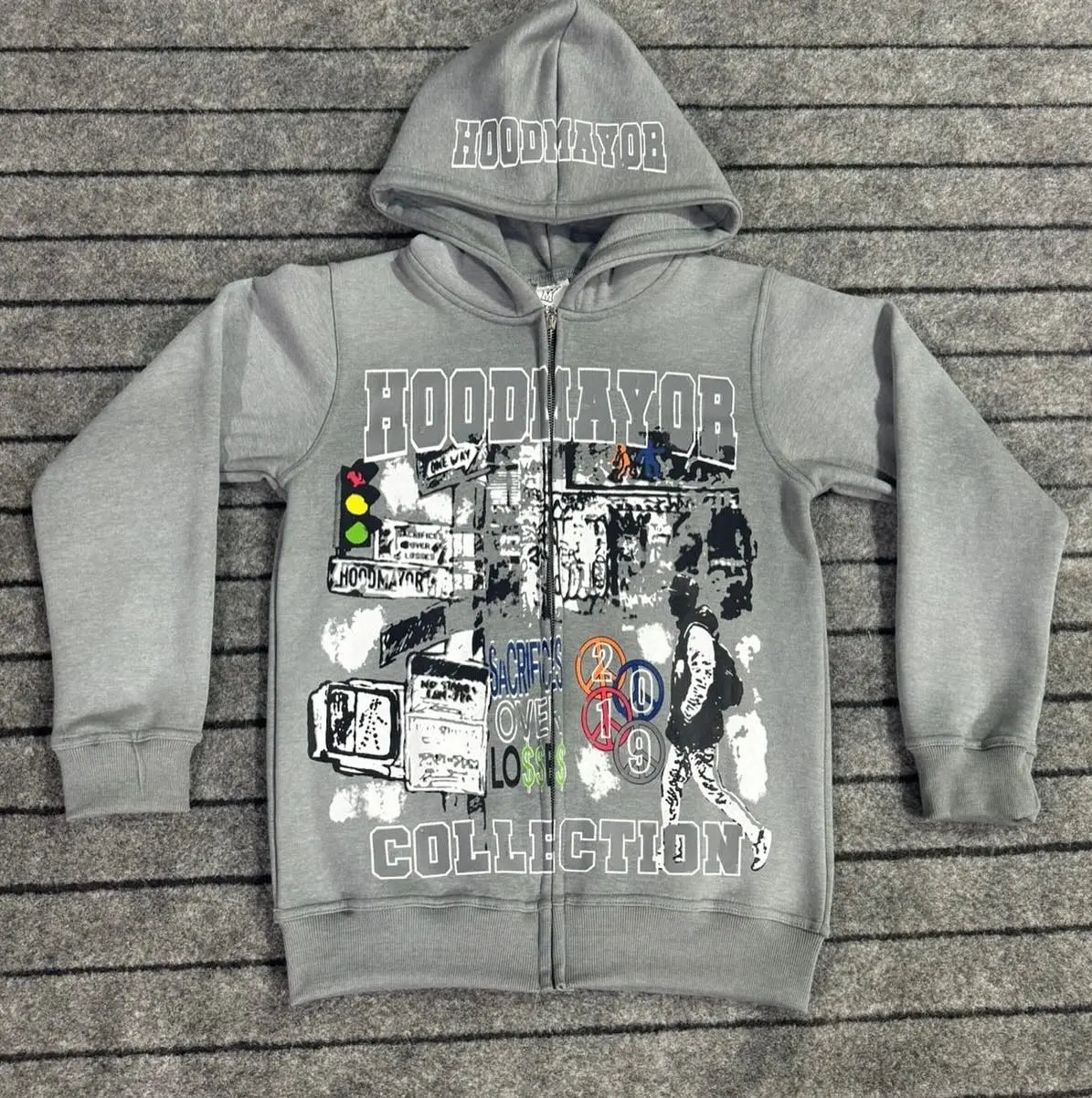 Streetwear Brand Trend Gothic Letter Print Oversized Hoodie Womens Fas