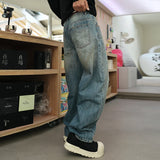 mens american streetwear fashion loose casual hip hop vintage denim baggy jeans pants man wide leg trousers y2k jeans men unique jeans style 2301