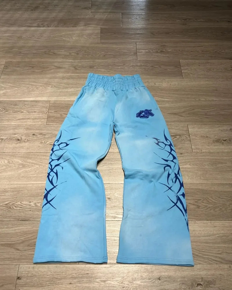 y2k letter flame print oversized women floor sweeping pants harajuku retro hip hop fashion versatile personality trousers men unique default style 3358