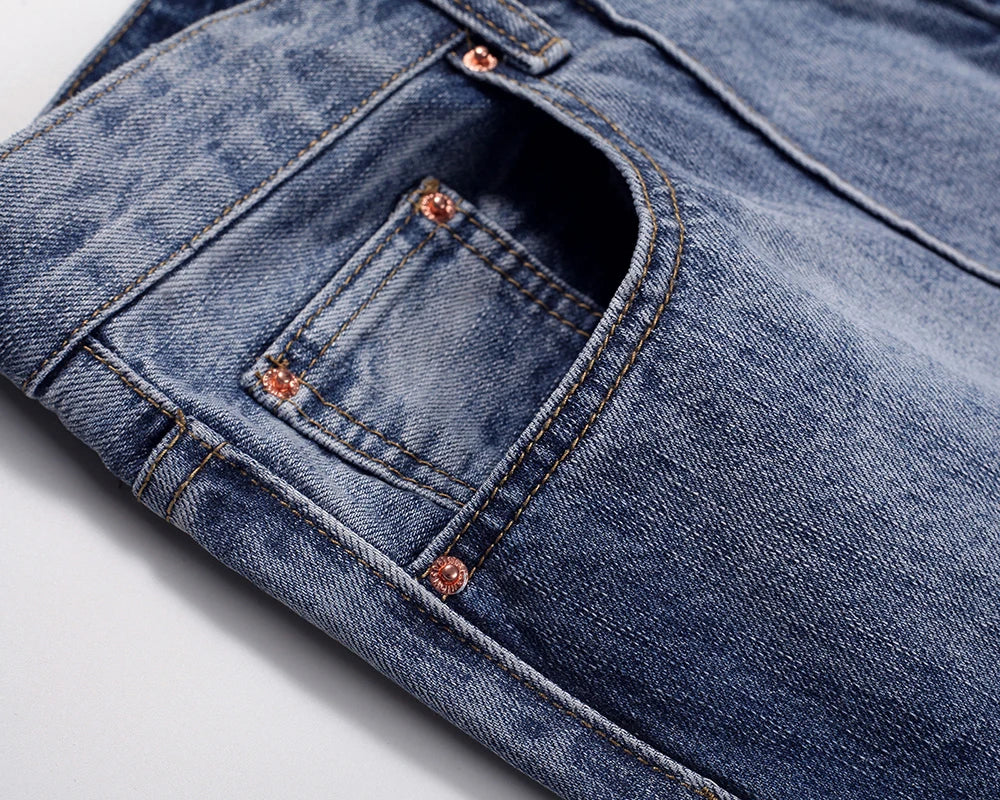 front long striped washed blue jeans for men and women high street solid baggy casual carg pants oversized loose denim trousers urban skinny jeans