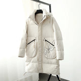 Men Hooded Down Jacket Winter Casual Letter Printed Parkas Streetwear Warm Black Zipper Jackets Harajuku Fashion Duck Down Coats