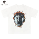 Vaporwave Crying angel – Men Retro High Street Short Sleeved Angry Boy Printed T Shir