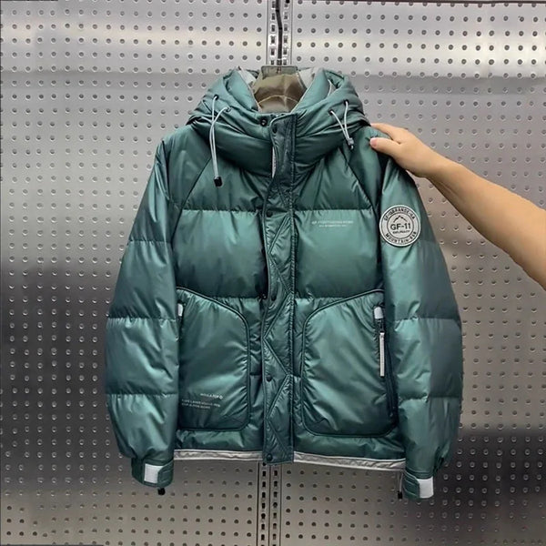 Winter down jacket men's warm new hooded large size outdoor down jacket men