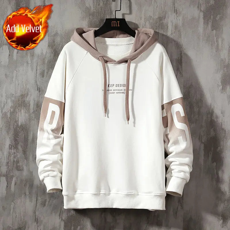 Male Clothes Hooded Green Loose Sweatshirt For Men Hoodies Fleeced Pas