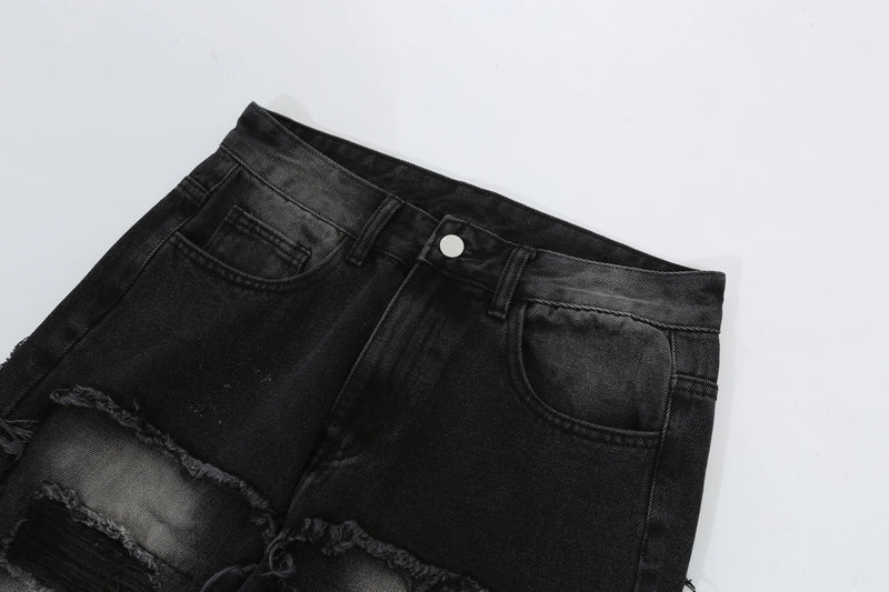 fashion distressed washed wtih moustache effect denim jean pants mens casual straight trousers streetwear hip hop joggers pants unique joggers style 2346