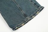 streetwear side pockets pleated washed blue jeans unisex straight baggy y2k denim pants ropa hombre casual cargo pants oversized unique cargo style 1207