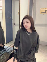 BALCG Style Original Heavy duty Starry Sky Washed Olded Starry Sky Rhinestone Oversized Loose Short sleeved T-shirt White