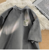 Gothic Crying character – New Chinese Style Bamboo Print Short Sleeve Tee Shirts Mens