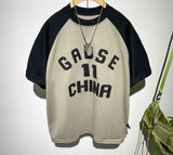 Y2k Melting smiley – Korean Mens Summer New Style Retro Letter Printed Short Slee