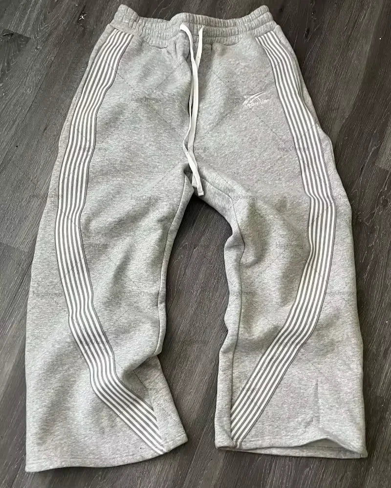 y2k street simple fashion casual sports trousers men y2k harajuku retro wide leg pants trendy brand oversized trousers women unique default style 3284