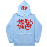 New American Retro Ins Zipper Sweatshirt Men's Hooded Loose Trendy Casual Y2K Versatile Autumn and Winter Super Hot Sweatshirt