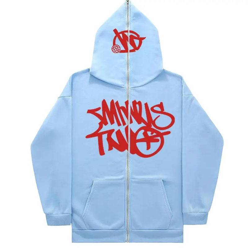New American Retro Ins Zipper Sweatshirt Men's Hooded Loose Trendy Casual Y2K Versatile Autumn and Winter Super Hot Sweatshirt