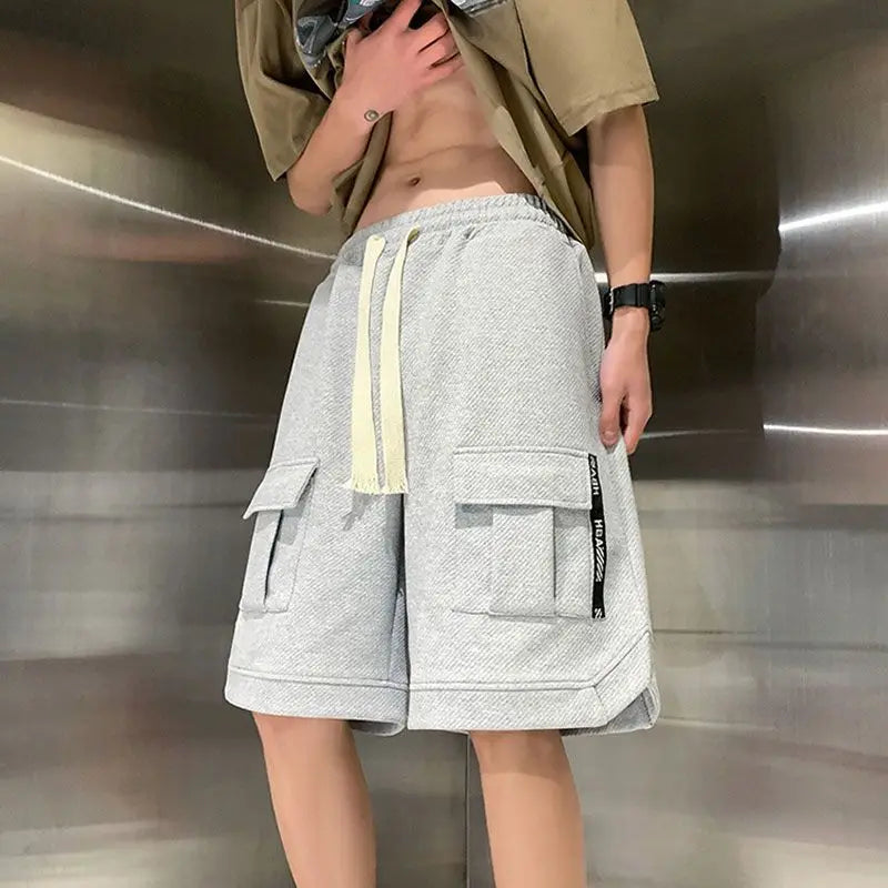 korean style niche casual shorts men summer workwear five point pants design trendy brand loose couple style retro sports pants unique shorts style 2184