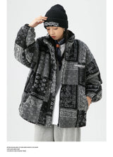 Skatercore Fit – Men Paisley Fleece Jackets Coats Fashion Hairy Zipper Loose