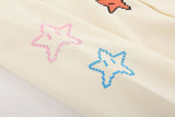 Hip Hop Zip Up Hoodie Jacket Y2K Star Embroidered Fleece Hooded Coat 2